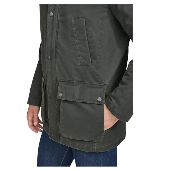 New Cole Haan Men's Corduroy-Shirt-Collar Waxed Rain Jacket Size Large - Picture 5 of 6